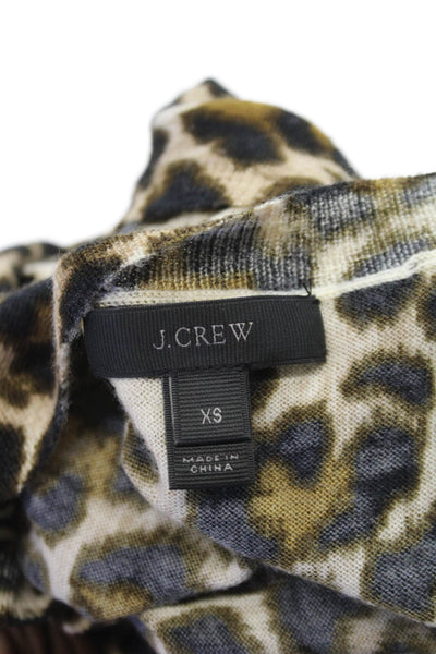 J Crew Womens Twinset Wool Beige Button Round Neck Long Sleeve Size XS