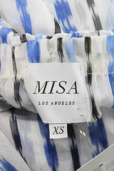 Misa Womens Wrap Midi Striped Silk Blend Tie Skirt Blue Size XS
