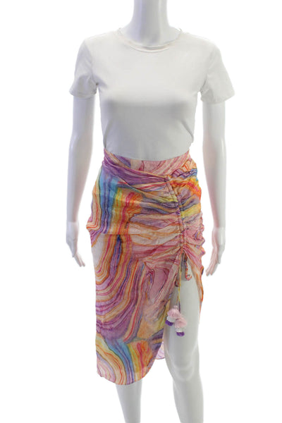 Rococo Sand Womens Wrap Midi Skirt Multicolor Geometric Viscose Spring Size S