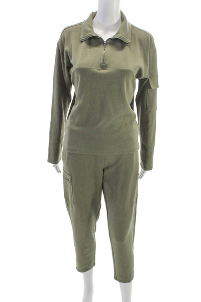 Aqua Womens Jogger Tracksuit Collared Zip Green Long Sleeve Size S