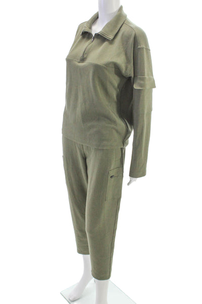 Aqua Womens Jogger Tracksuit Collared Zip Green Long Sleeve Size S