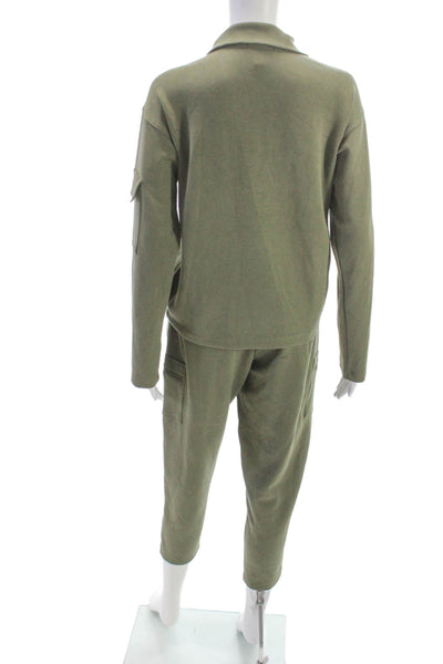 Aqua Womens Jogger Tracksuit Collared Zip Green Long Sleeve Size S