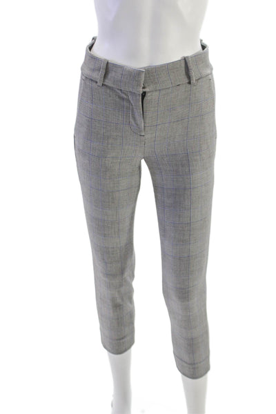 J Crew Women Cropped Plaid Gray Polyester Pants Size 0P