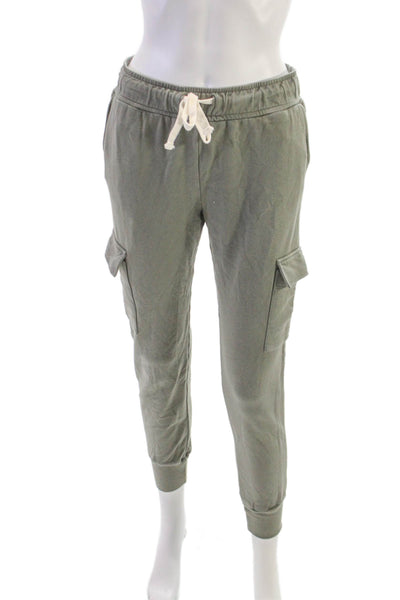 Monrow Women Jogger Pants Green Modal Drawstring Size S