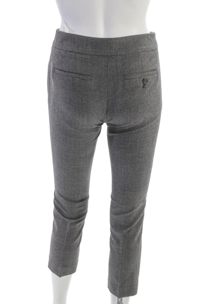 J Crew Womens Cropped Plaid Wool Blend Pants Gray Button Size 00P