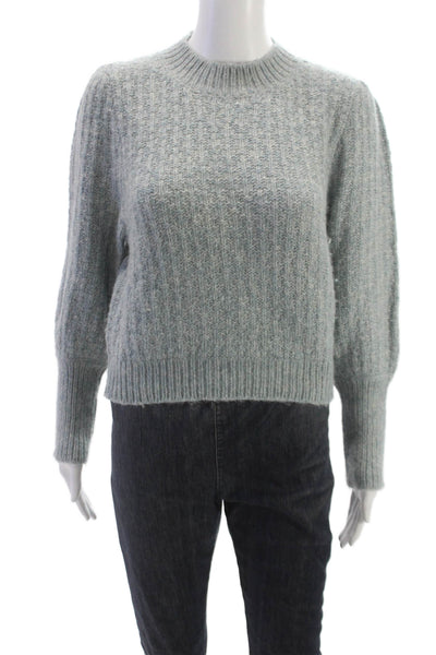 The Westside Women Pullover Mock Neck Baby Alpaca Blue Long Sleeve Size XS