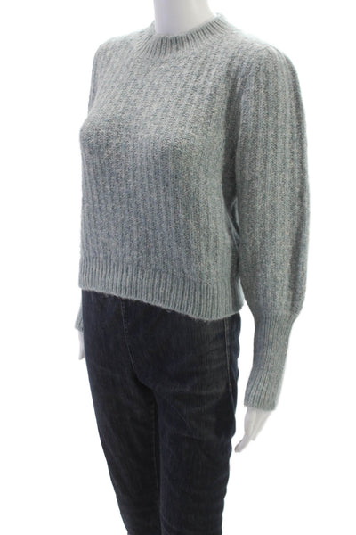 The Westside Women Pullover Mock Neck Baby Alpaca Blue Long Sleeve Size XS