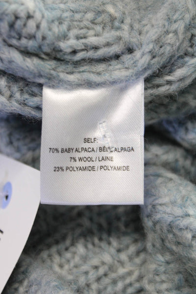 The Westside Women Pullover Mock Neck Baby Alpaca Blue Long Sleeve Size XS
