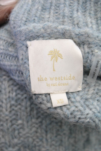 The Westside Women Pullover Mock Neck Baby Alpaca Blue Long Sleeve Size XS