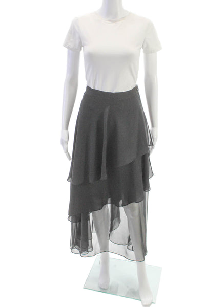Item Womens Flare Skirt Long Gray Polyester Button Size 12