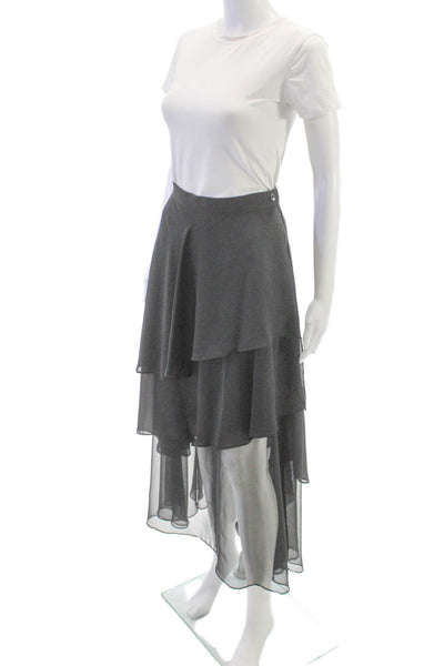 Item Womens Flare Skirt Long Gray Polyester Button Size 12