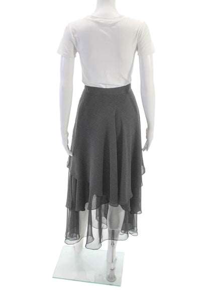 Item Womens Flare Skirt Long Gray Polyester Button Size 12