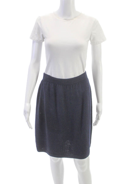 St. John Basics Womens Blue Knit Straight Pencil Skirt Knee Length Size 8