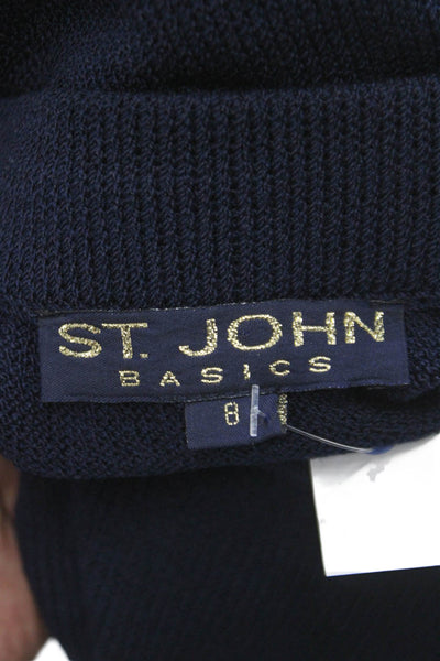 St. John Basics Womens Blue Knit Straight Pencil Skirt Knee Length Size 8
