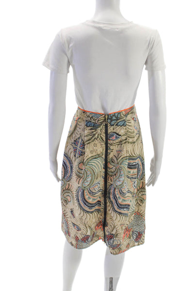 Sonia Bogner Women Pleated Multicolor Animal Print Cotton Skirt Size 14