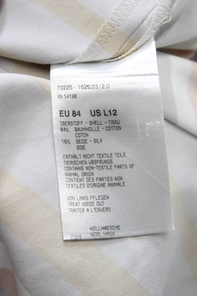 Bogner Women Shirt Dress Beige Cotton Collared Long Sleeve Button Size 12