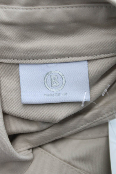 Bogner Women Shirt Dress Beige Cotton Collared Long Sleeve Button Size 12