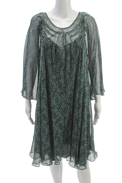 3.1 Phillip Lim Womens Trapeze Swing Black Floral Chiffon Dress Size 10