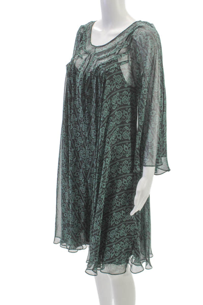 3.1 Phillip Lim Womens Trapeze Swing Black Floral Chiffon Dress Size 10