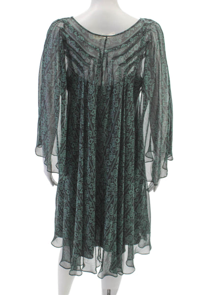 3.1 Phillip Lim Womens Trapeze Swing Black Floral Chiffon Dress Size 10