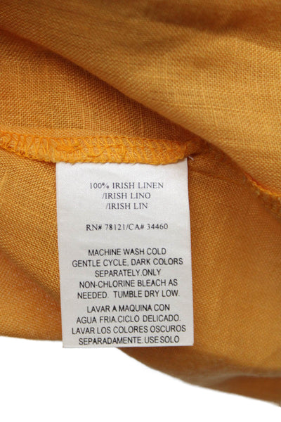 Eileen Fisher Women Maxi Linen Skirt Orange Button Closure Size L