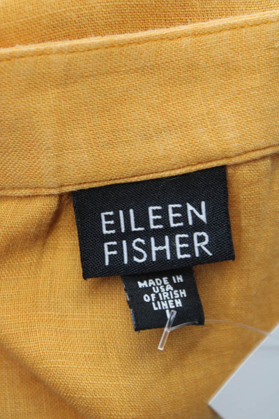Eileen Fisher Women Maxi Linen Skirt Orange Button Closure Size L