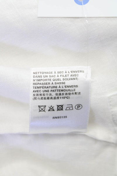Lafayette 148 New York Women Linen Tunic White Collared 3/4 Sleeve Size L