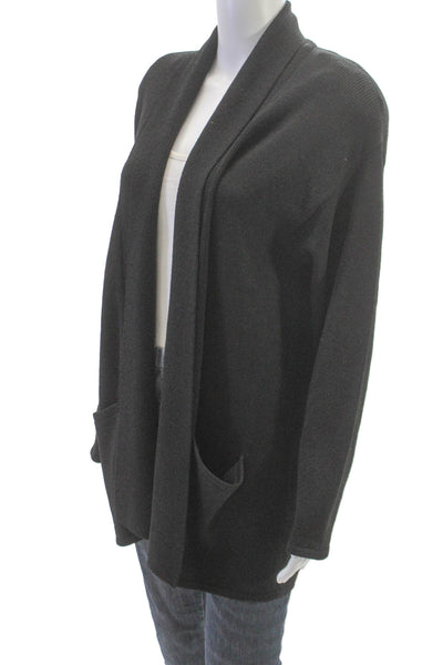Helen Hsu Womens Cardigan Gray Wool Blend Collared Long Sleeve Size M