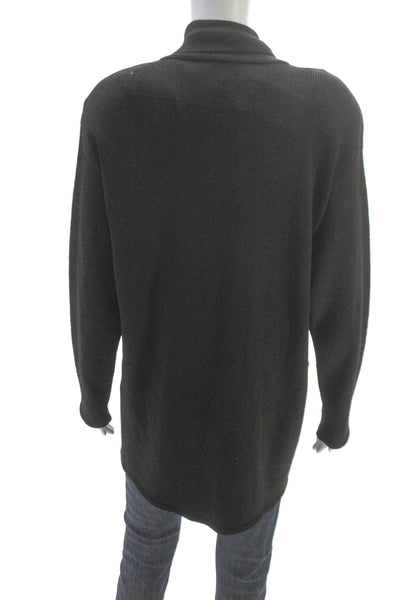 Helen Hsu Womens Cardigan Gray Wool Blend Collared Long Sleeve Size M