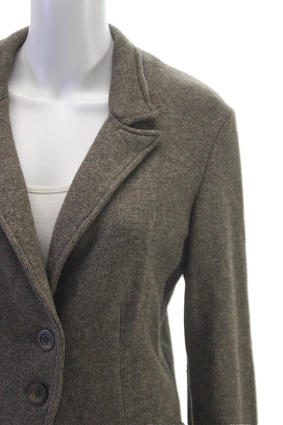 Amina Rubinacci Womens Brown Cashmere Basic Jacket Button Long Sleeve Size 46