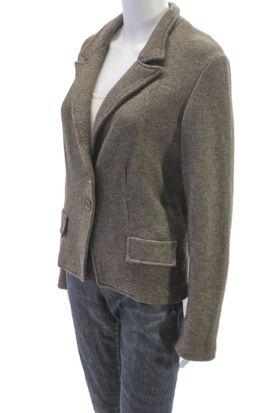 Amina Rubinacci Womens Brown Cashmere Basic Jacket Button Long Sleeve Size 46