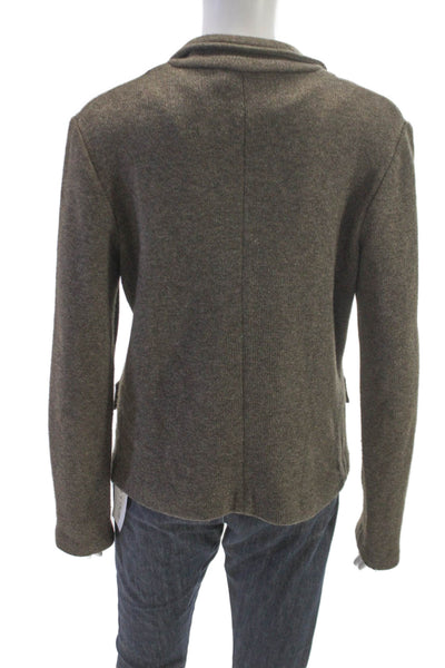 Amina Rubinacci Womens Brown Cashmere Basic Jacket Button Long Sleeve Size 46