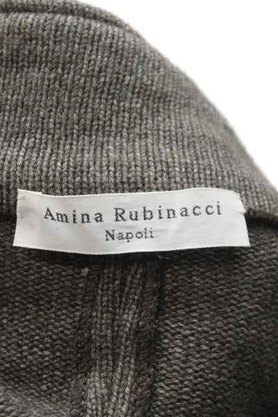 Amina Rubinacci Womens Brown Cashmere Basic Jacket Button Long Sleeve Size 46