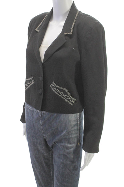 Agnes B Womens Black Acetate Button Jacket Blazer Long Sleeve Size 2