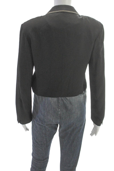 Agnes B Womens Black Acetate Button Jacket Blazer Long Sleeve Size 2