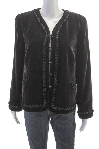 Armani Collezioni Women Jacket Brown Button Long Sleeve Viscose Rayon Size 10