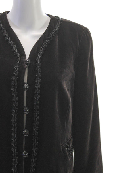 Armani Collezioni Women Jacket Brown Button Long Sleeve Viscose Rayon Size 10