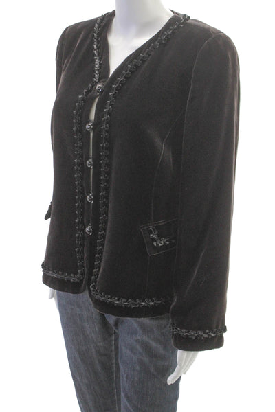 Armani Collezioni Women Jacket Brown Button Long Sleeve Viscose Rayon Size 10