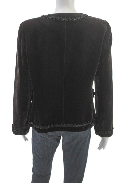 Armani Collezioni Women Jacket Brown Button Long Sleeve Viscose Rayon Size 10