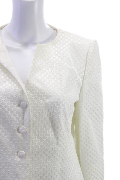 Armani Collezioni Women Ivory Geometric Acetate Long Sleeve Jacket Size 12
