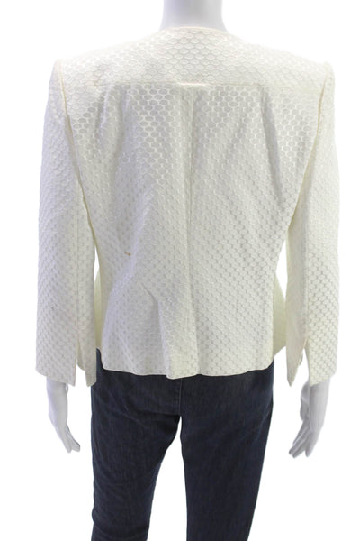 Armani Collezioni Women Ivory Geometric Acetate Long Sleeve Jacket Size 12
