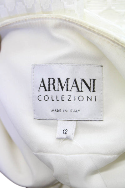 Armani Collezioni Women Ivory Geometric Acetate Long Sleeve Jacket Size 12
