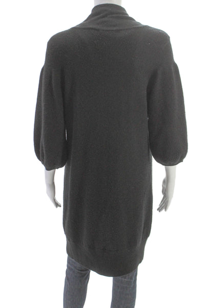 Vince Women Cashmere V Neck Cardigan Gray 3/4 Sleeve Size L