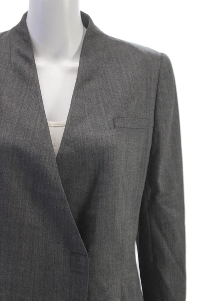 Giorgio Armani Le Collezioni Womens Herringbone Wool Blazer Gray Size 10