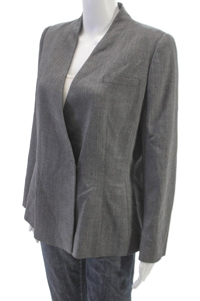 Giorgio Armani Le Collezioni Womens Herringbone Wool Blazer Gray Size 10