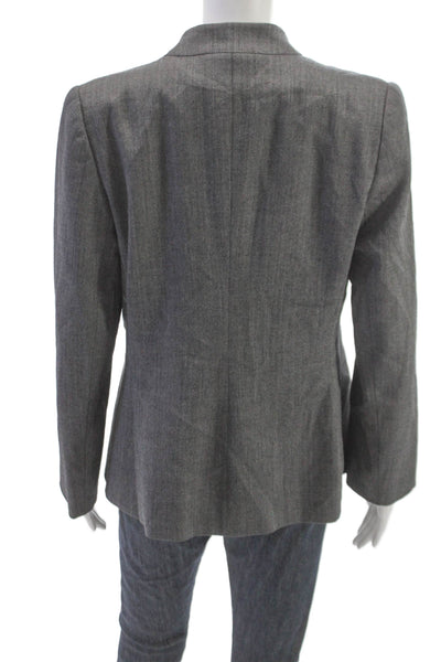 Giorgio Armani Le Collezioni Womens Herringbone Wool Blazer Gray Size 10