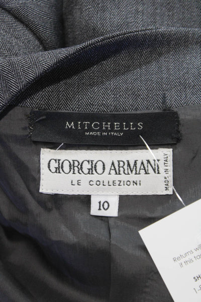 Giorgio Armani Le Collezioni Womens Herringbone Wool Blazer Gray Size 10