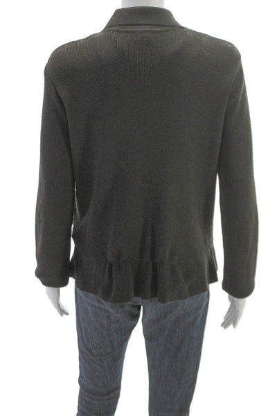 Armani Collezioni Women Cardigan Gray Merino Wool Blend Collared Size 12