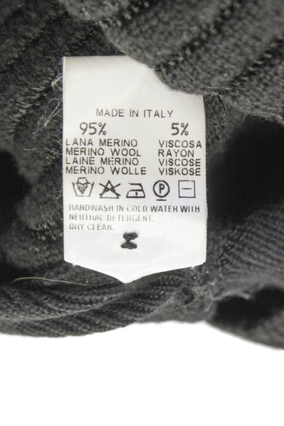 Armani Collezioni Women Cardigan Gray Merino Wool Blend Collared Size 12