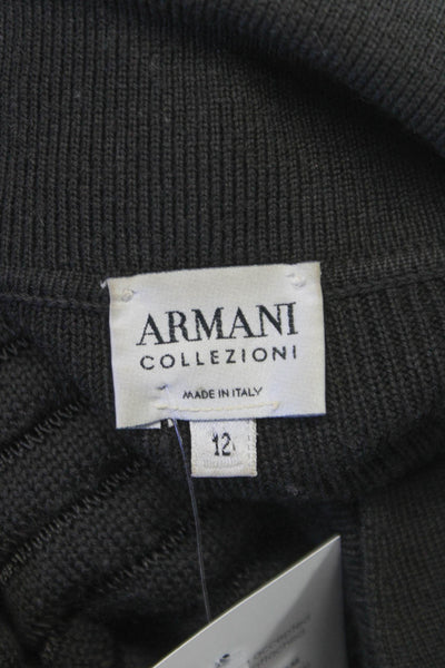 Armani Collezioni Women Cardigan Gray Merino Wool Blend Collared Size 12